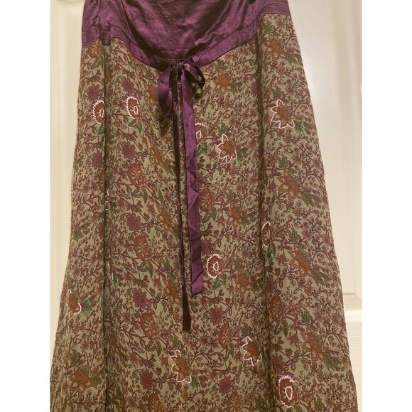 Soft Surroundings Maxi Silk Skirt Red Multi Floral Embroider Line Boho Fairy 14 - Picture 3 of 16